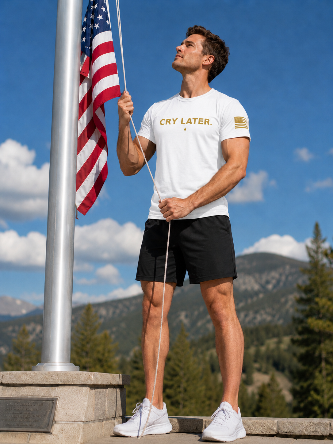 Crywear Logo American Flag Fitted Tee