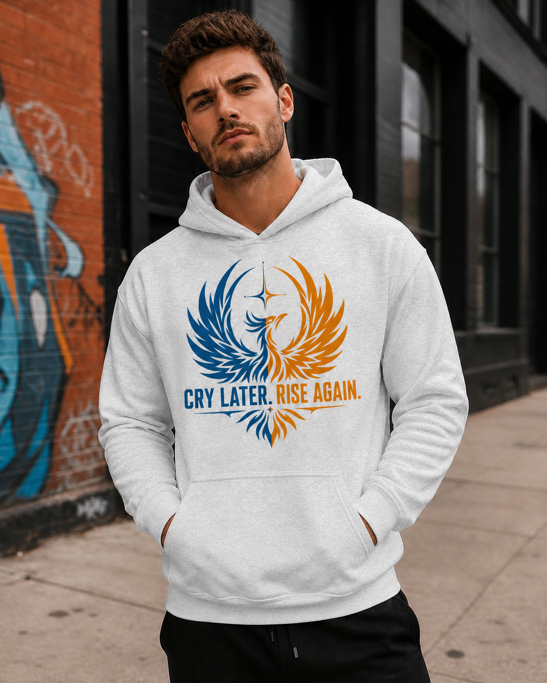 Cry Later Rise Again Blue Gold Unisex Hoodie