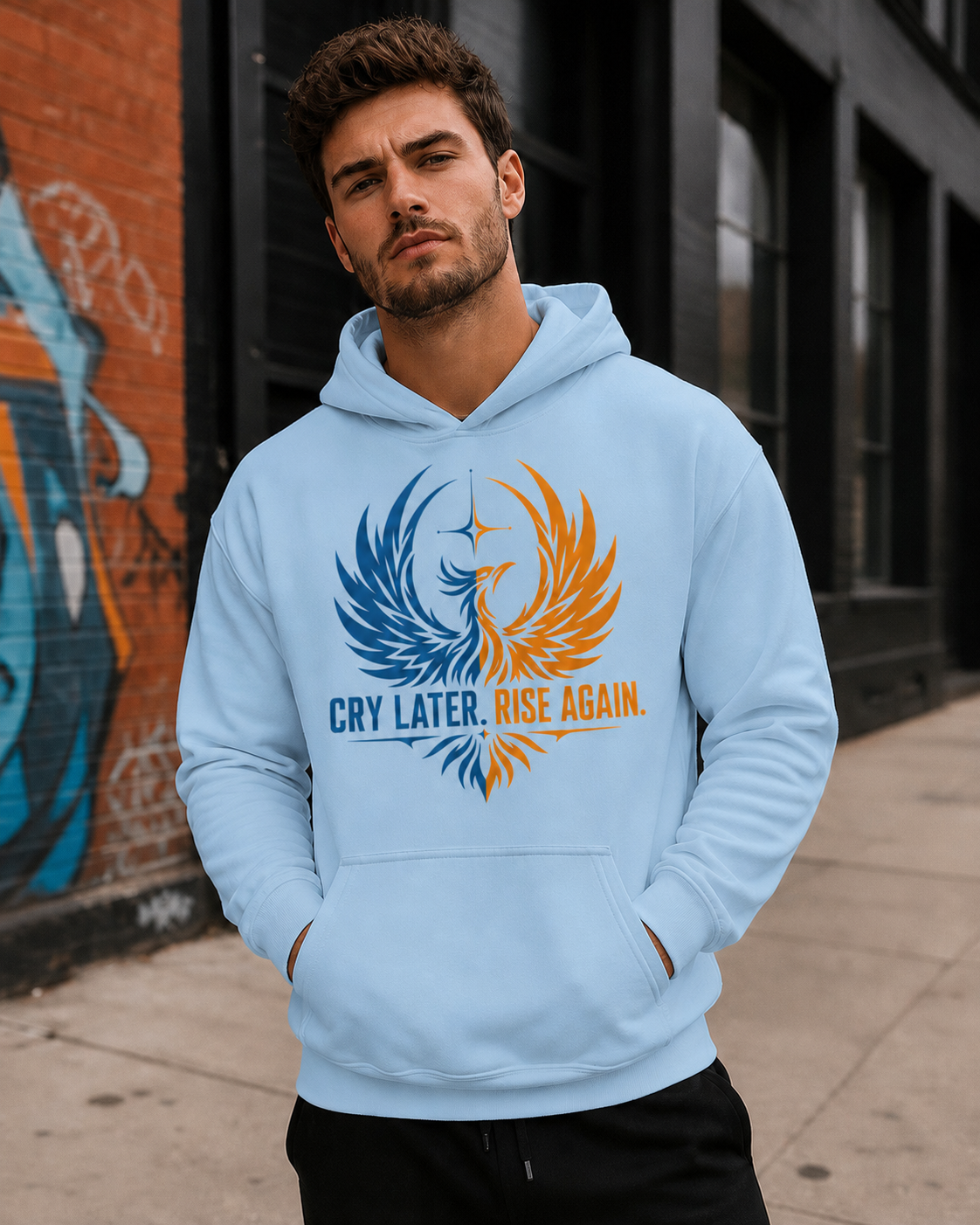 Cry Later Rise Again Blue Gold Unisex Hoodie