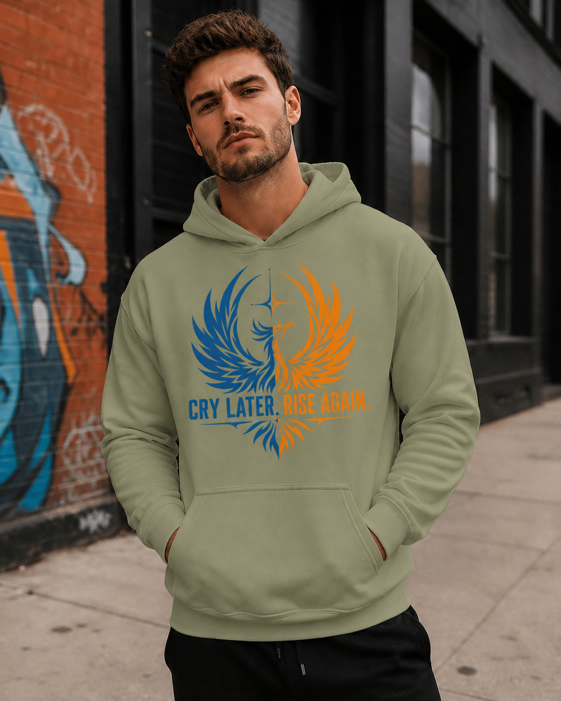 Cry Later Rise Again Blue Gold Unisex Hoodie