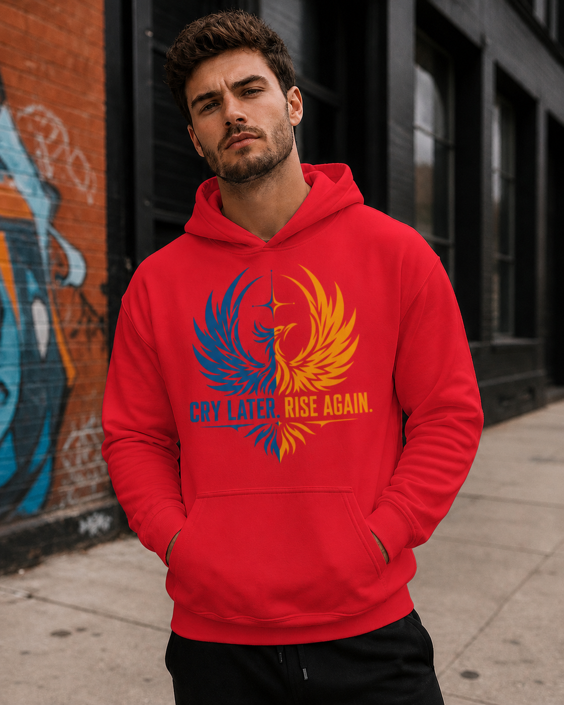 Cry Later Rise Again Blue Gold Unisex Hoodie