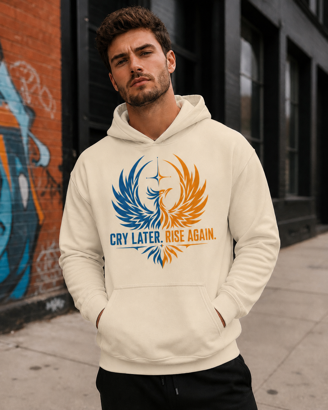Cry Later Rise Again Blue Gold Unisex Hoodie