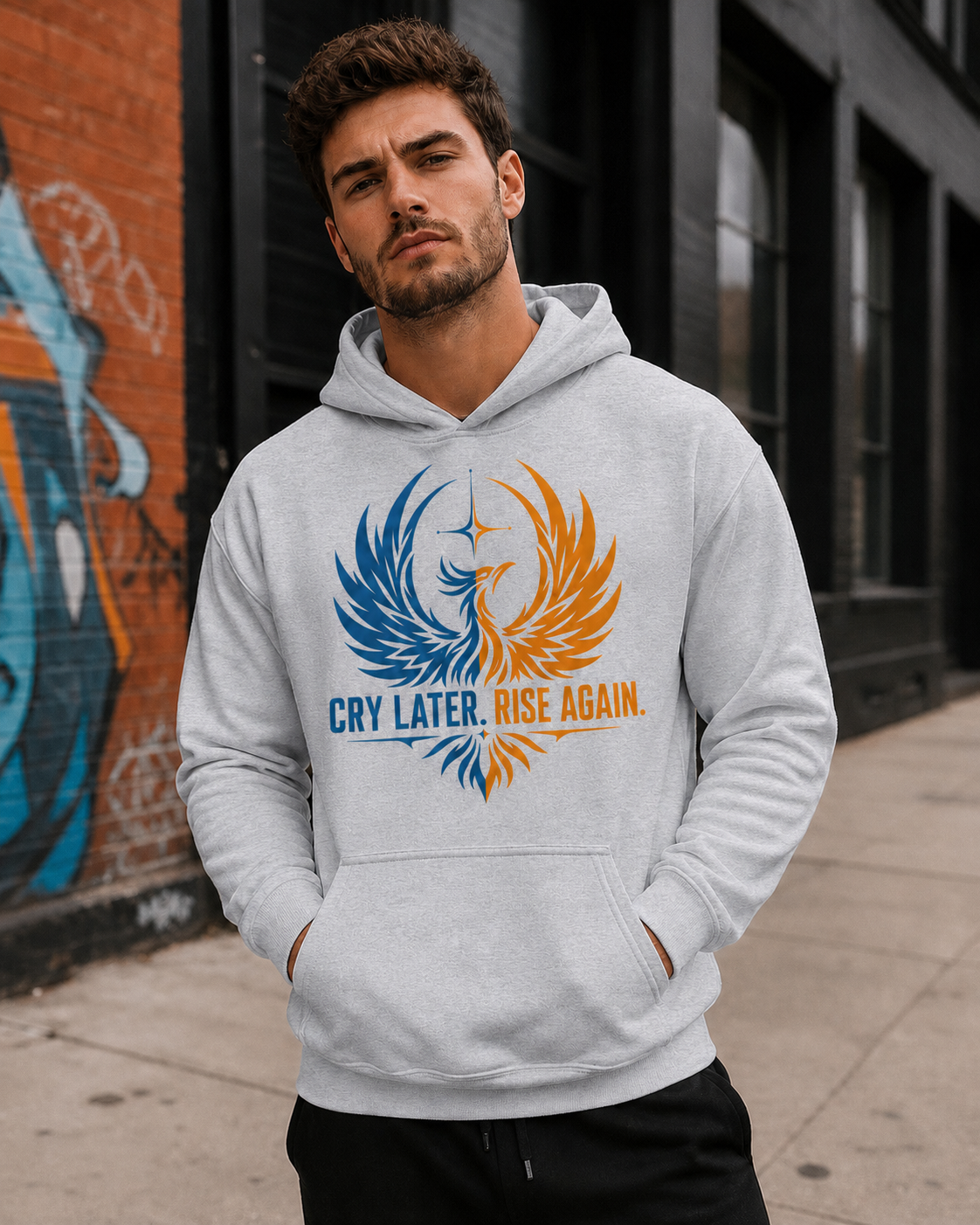 Cry Later Rise Again Blue Gold Unisex Hoodie