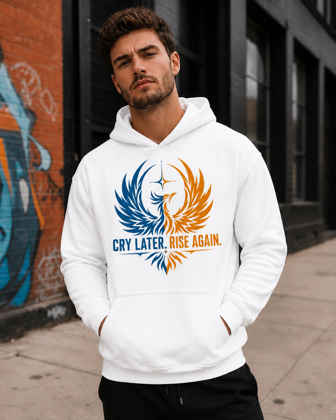 Cry Later Rise Again Blue Gold Unisex Hoodie