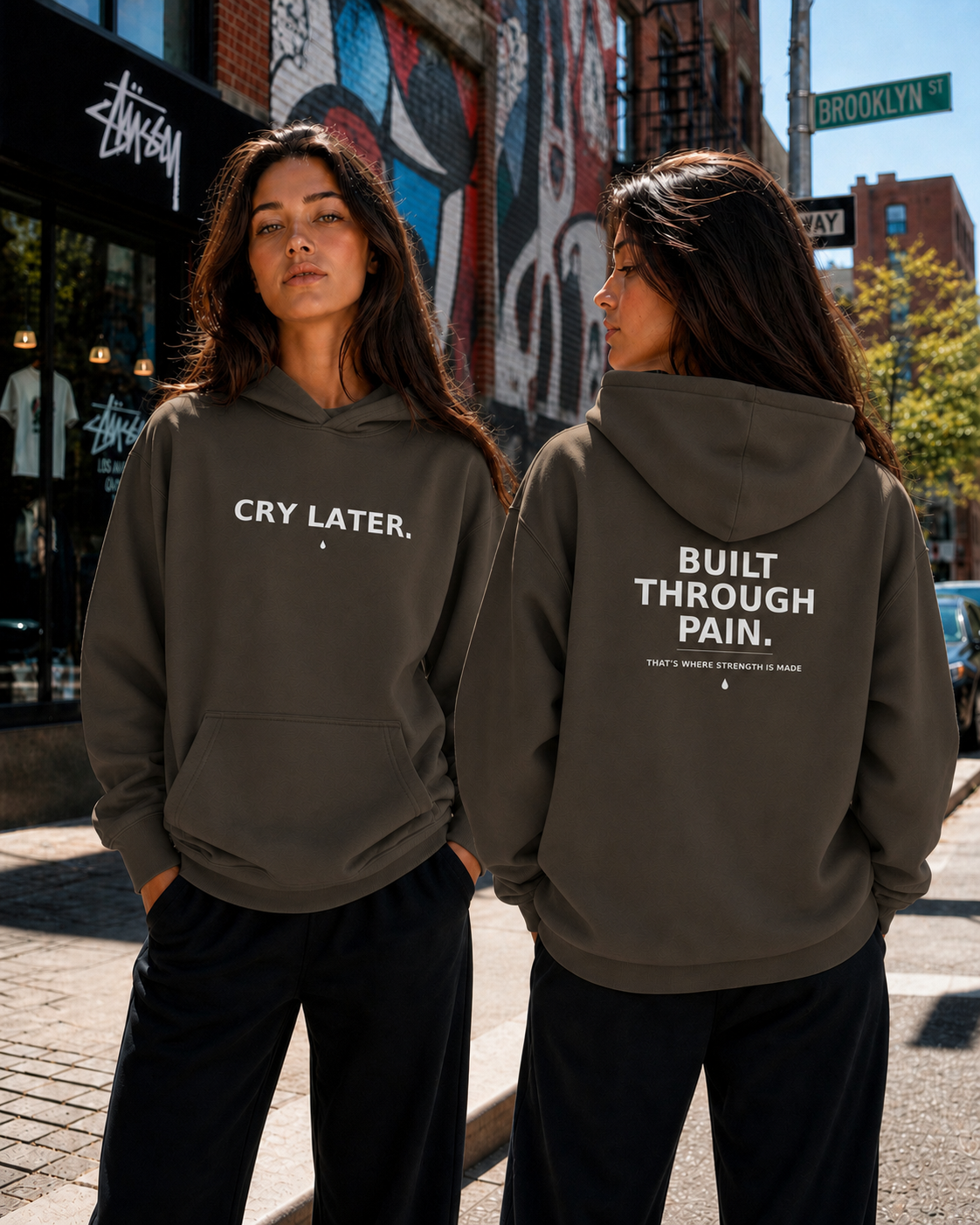 Cry Later Built Through Pain Oversized Box Hoodie
