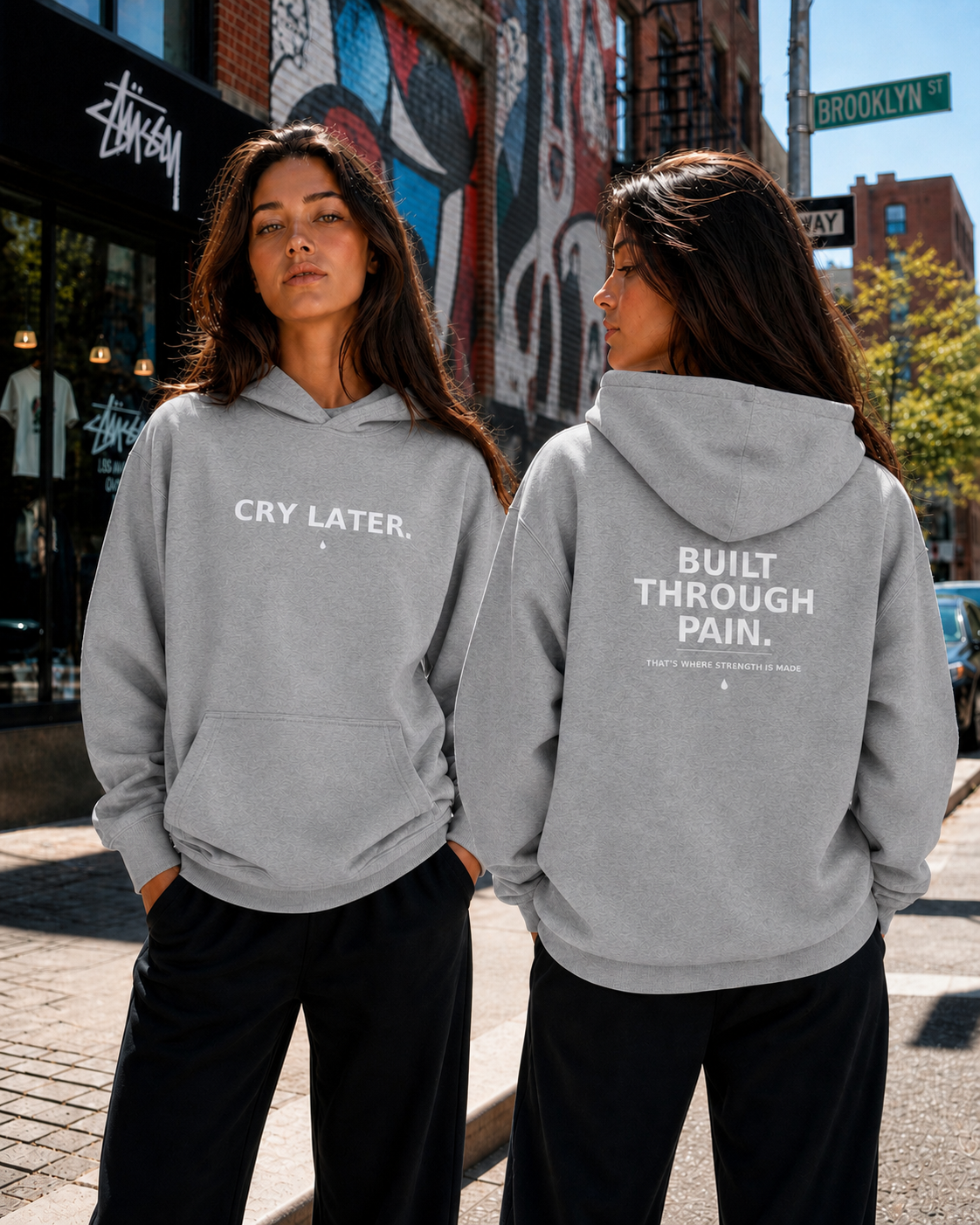 Cry Later Built Through Pain Oversized Box Hoodie