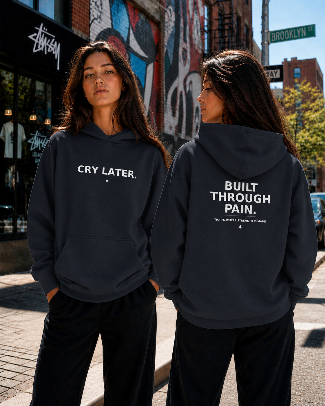Cry Later Built Through Pain Oversized Box Hoodie