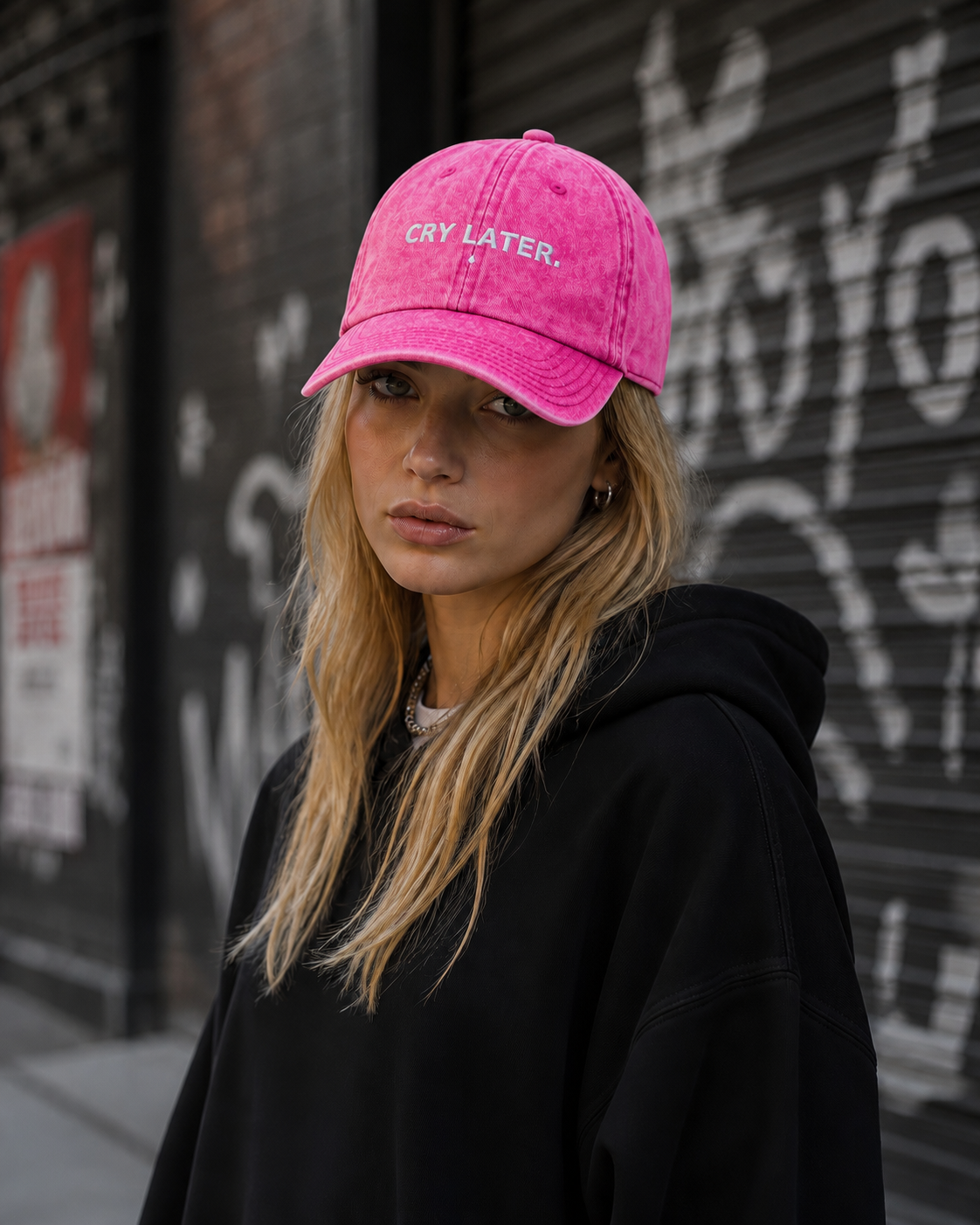 Cry Later Embroidered Vintage Denim Cap