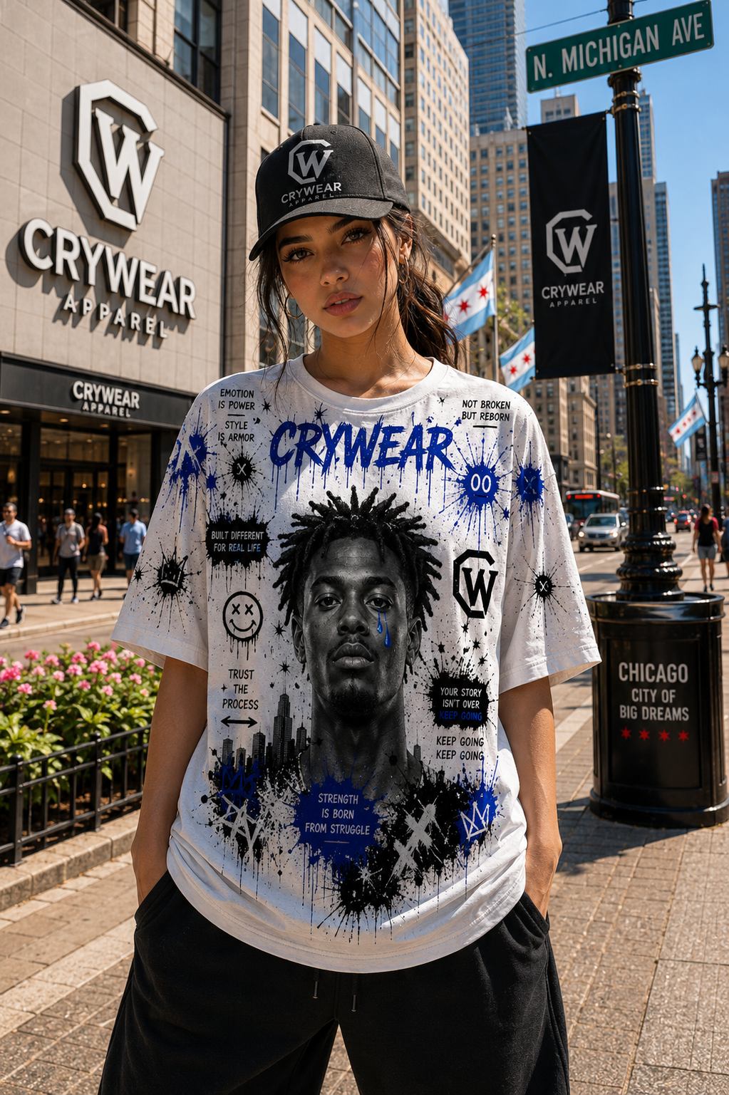 Crywear “Keep Going” All-Over Print Cotton Tee