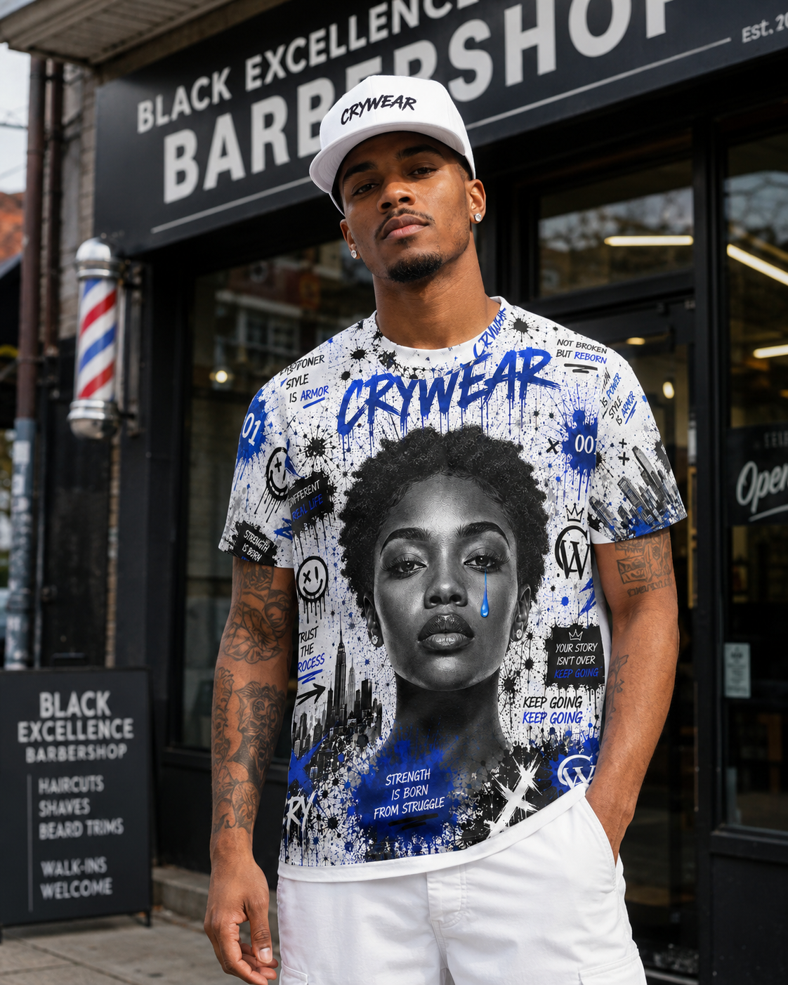 Crywear “Keep Going” All-Over Print Cotton Tee