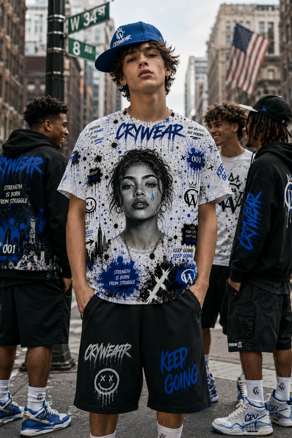 Crywear “Keep Going” All-Over Print Cotton Tee