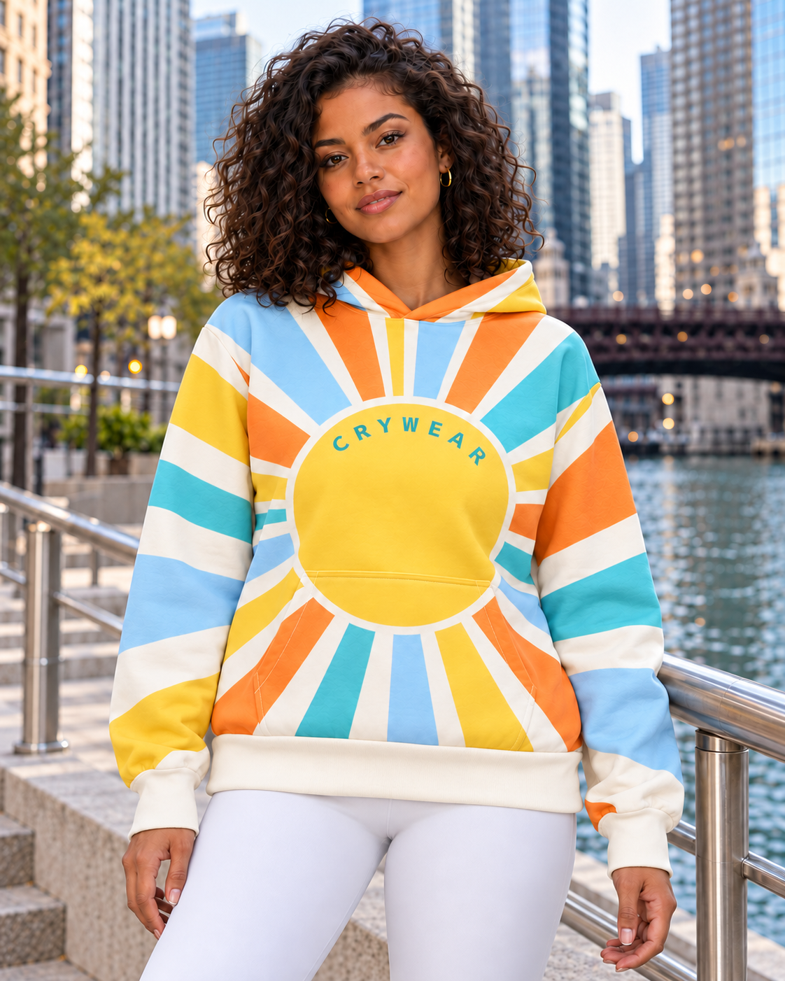 Retro Citrus Sky Oversized Sunburst Hoodie
