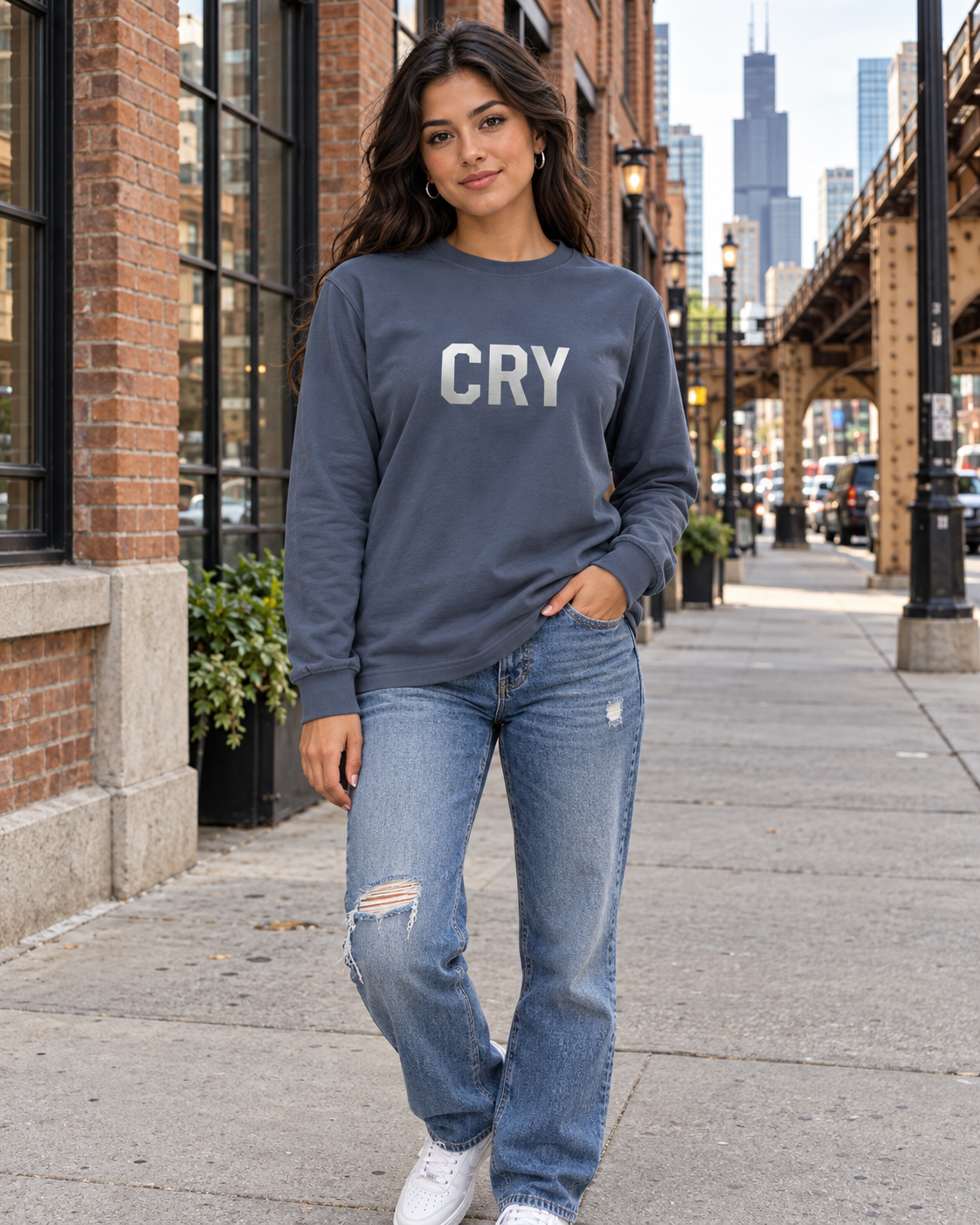 CRY Statement Heavyweight Long-Sleeve Tee