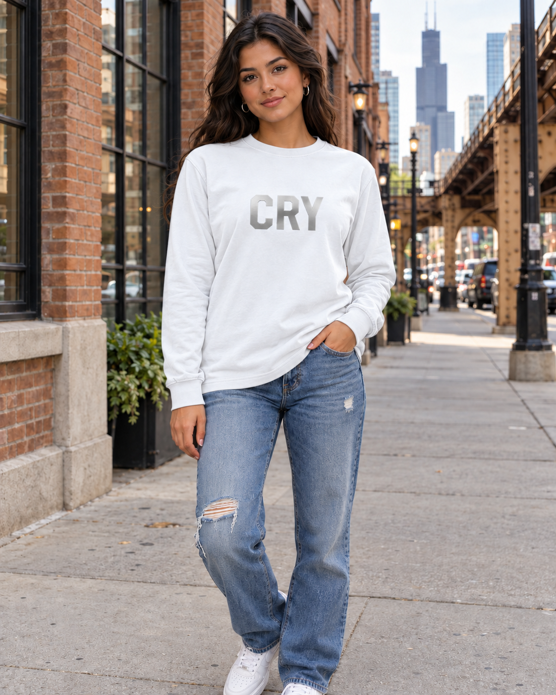 CRY Statement Heavyweight Long-Sleeve Tee