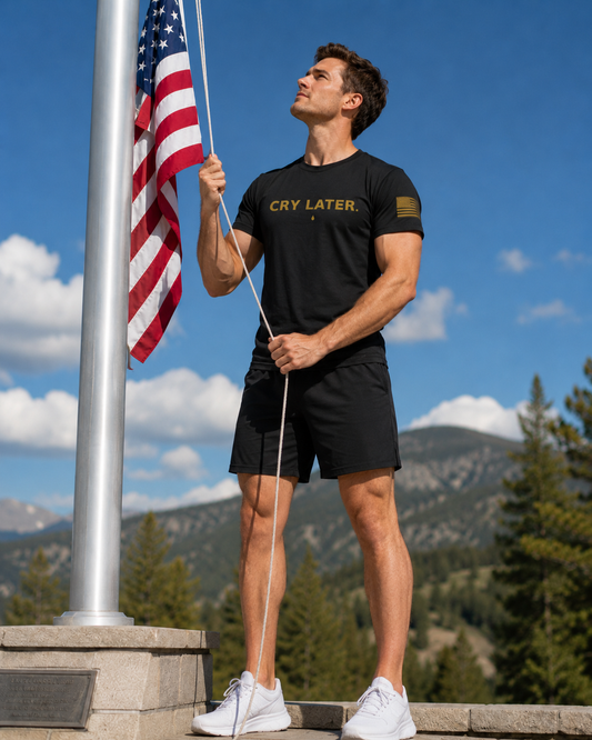 Crywear Logo American Flag Fitted Tee