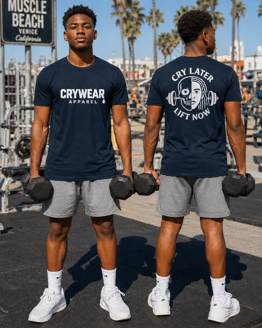 Cry Later Lift Now Men’s Fitted Tee - Dreads