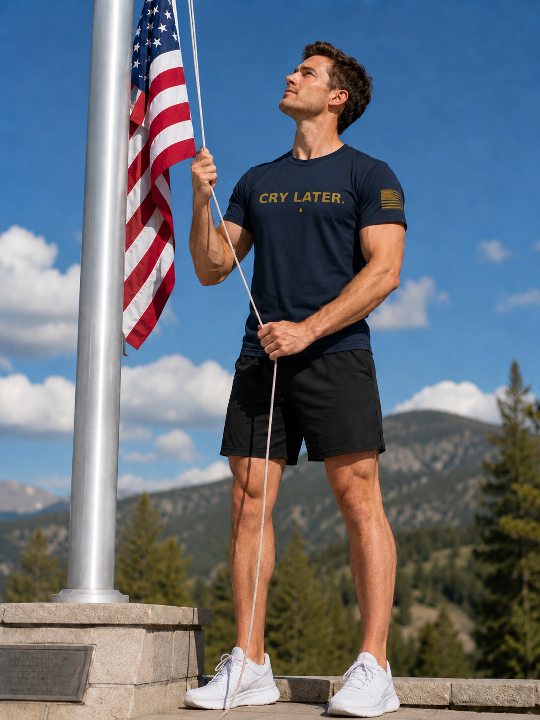 Crywear Logo American Flag Fitted Tee