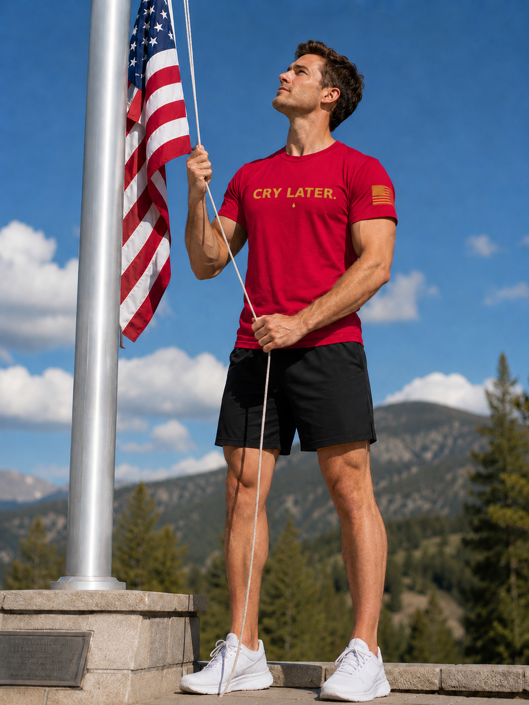 Crywear Logo American Flag Fitted Tee