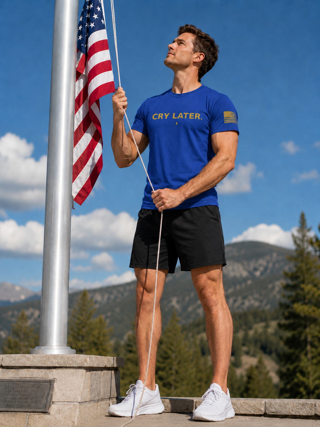 Crywear Logo American Flag Fitted Tee