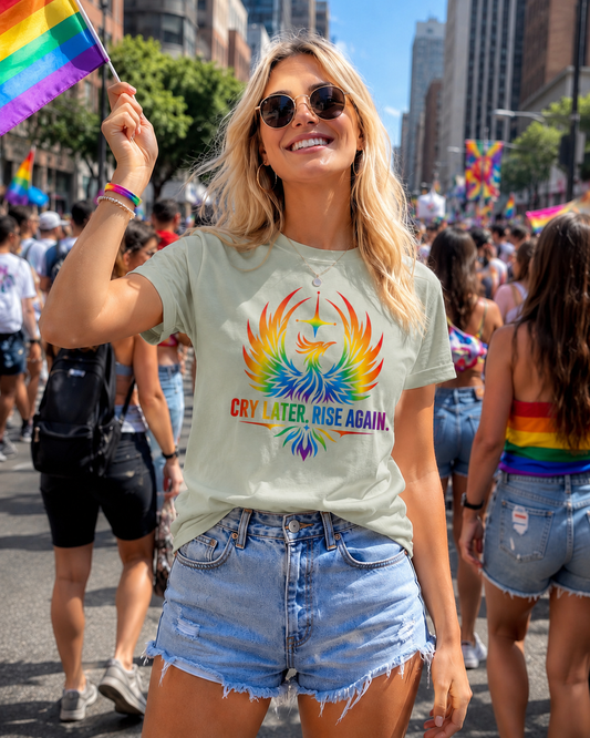 Cry Later Rise Again Rainbow Unisex Heavyweight Tee