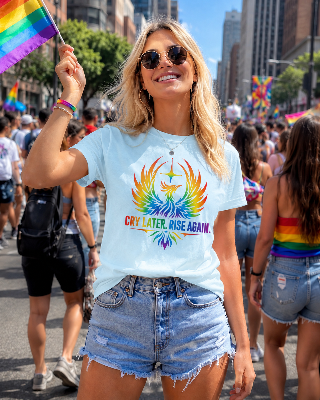 Cry Later Rise Again Rainbow Unisex Heavyweight Tee