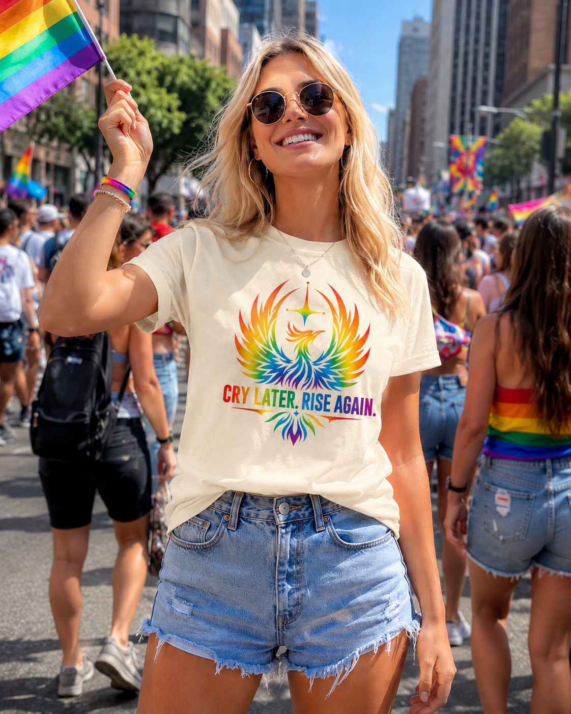Cry Later Rise Again Rainbow Unisex Heavyweight Tee