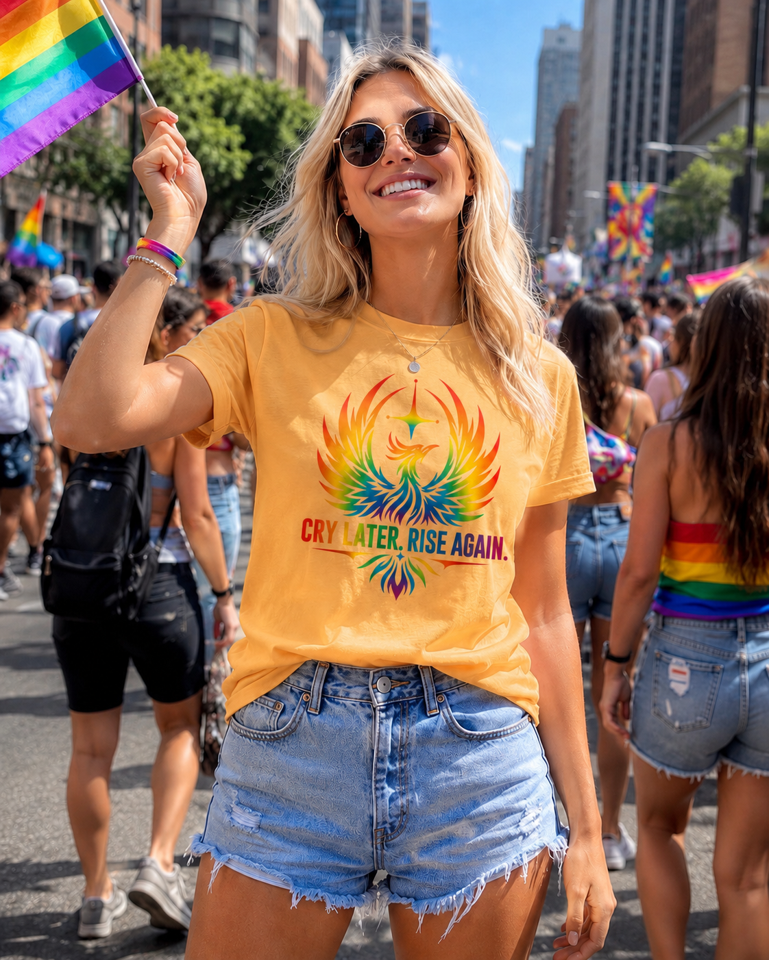 Cry Later Rise Again Rainbow Unisex Heavyweight Tee