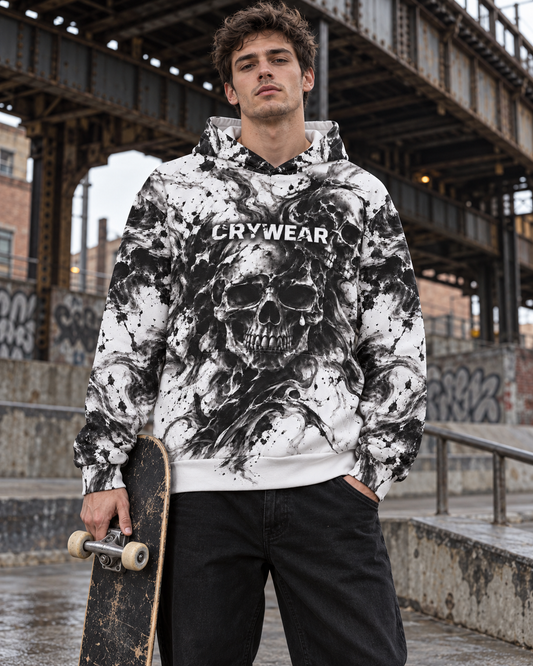 CRYWEAR Skull King Oversized Hoodie | Black & White