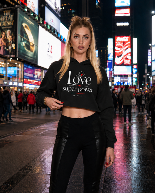 Love is My Super Power Crop Hoodie