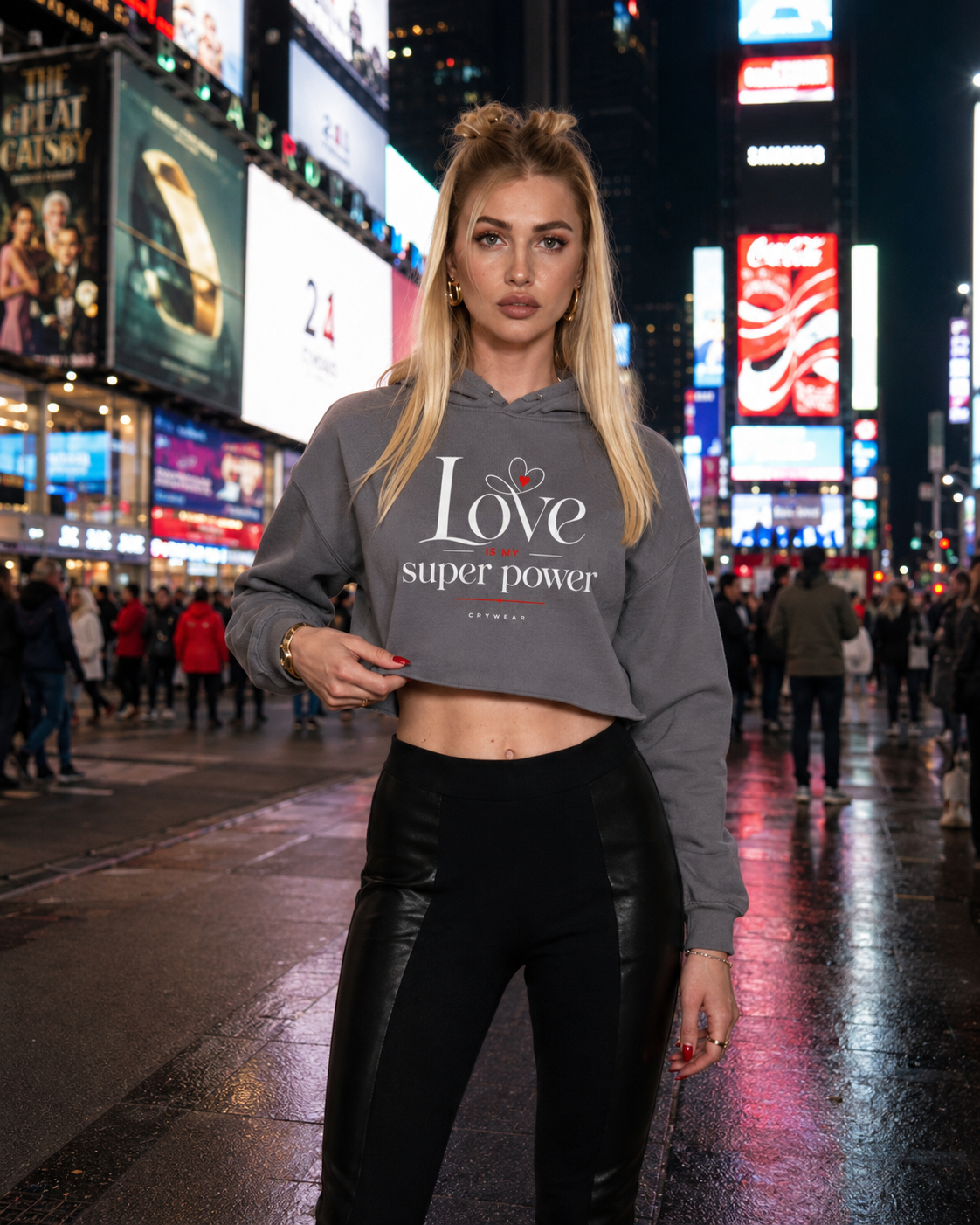 Love is My Super Power Crop Hoodie